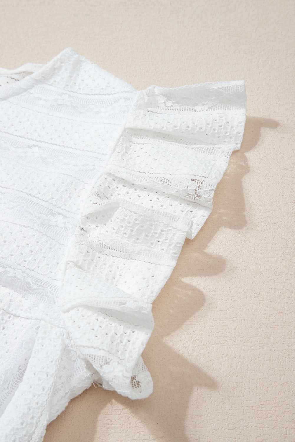 Love Salve White Ruffled Lace Flowy Tank Top