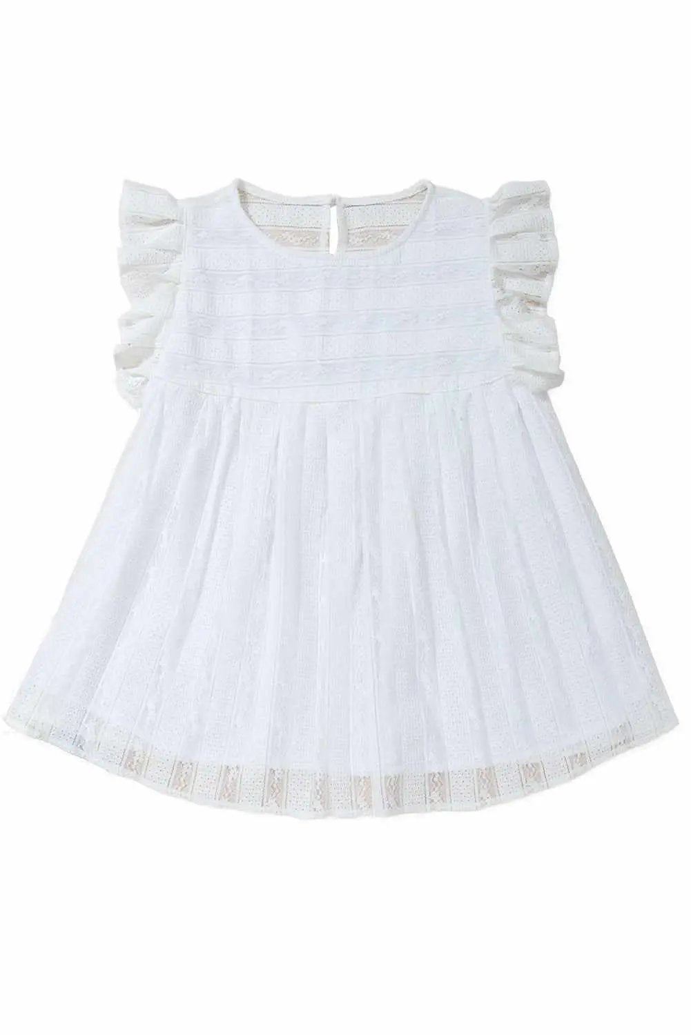 Love Salve White Ruffled Lace Flowy Tank Top