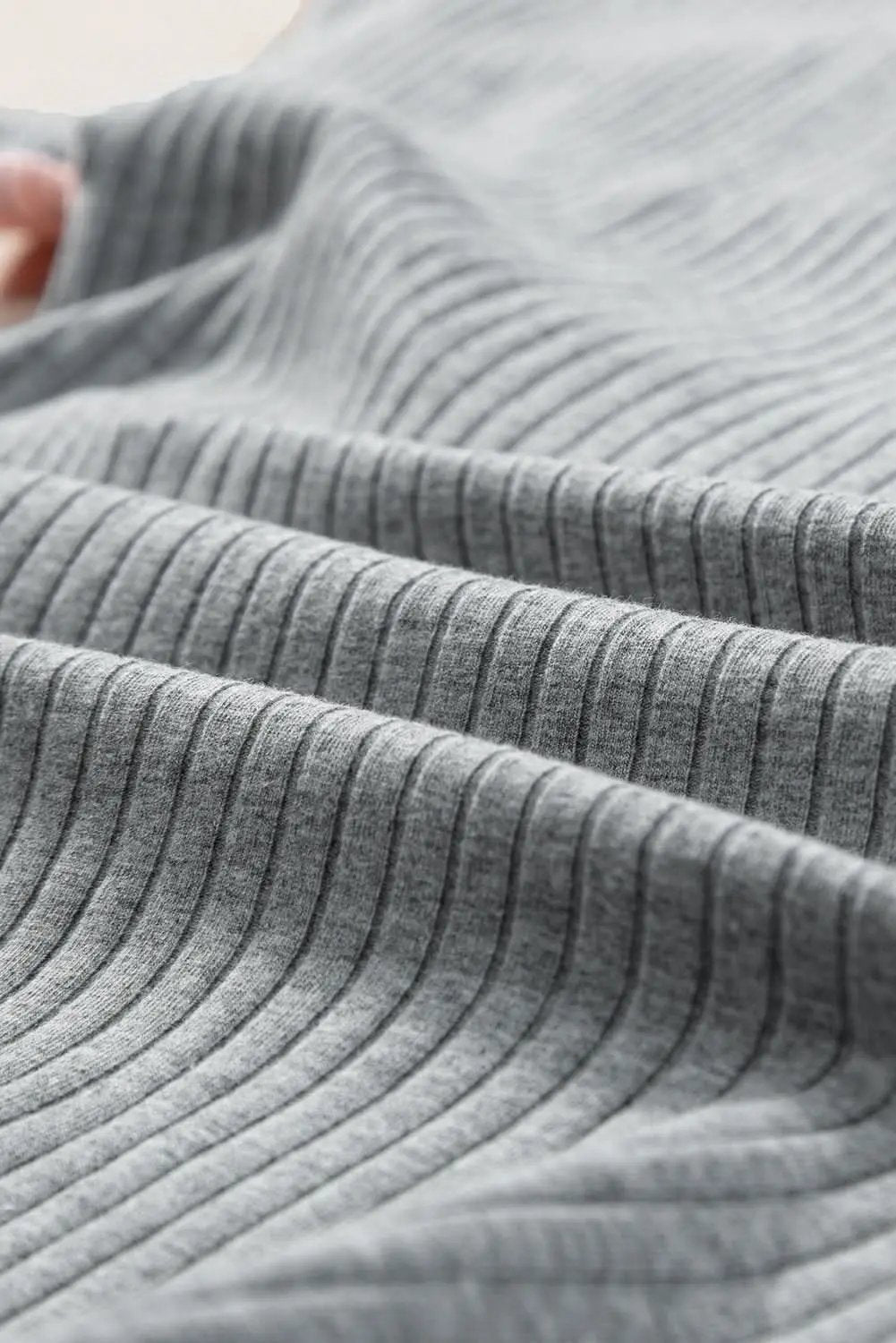 Love Salve Gray Ribbed Color Block Patchwork T-shirt