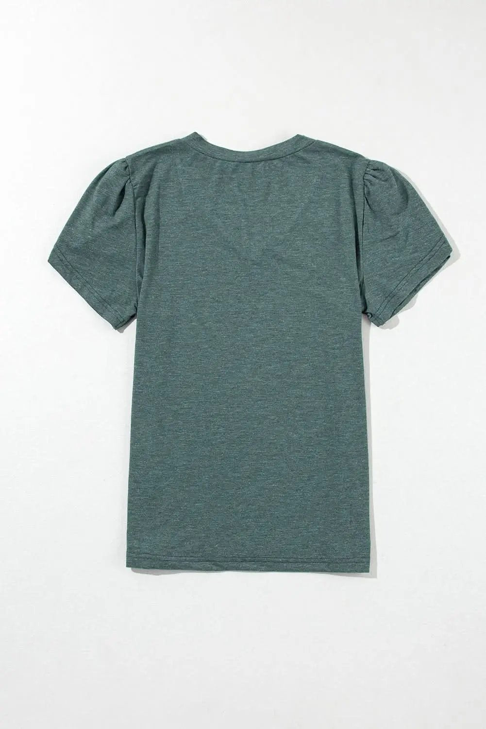 Love Salve Mist Green Fashion Petal Sleeve V Neck T Shirt