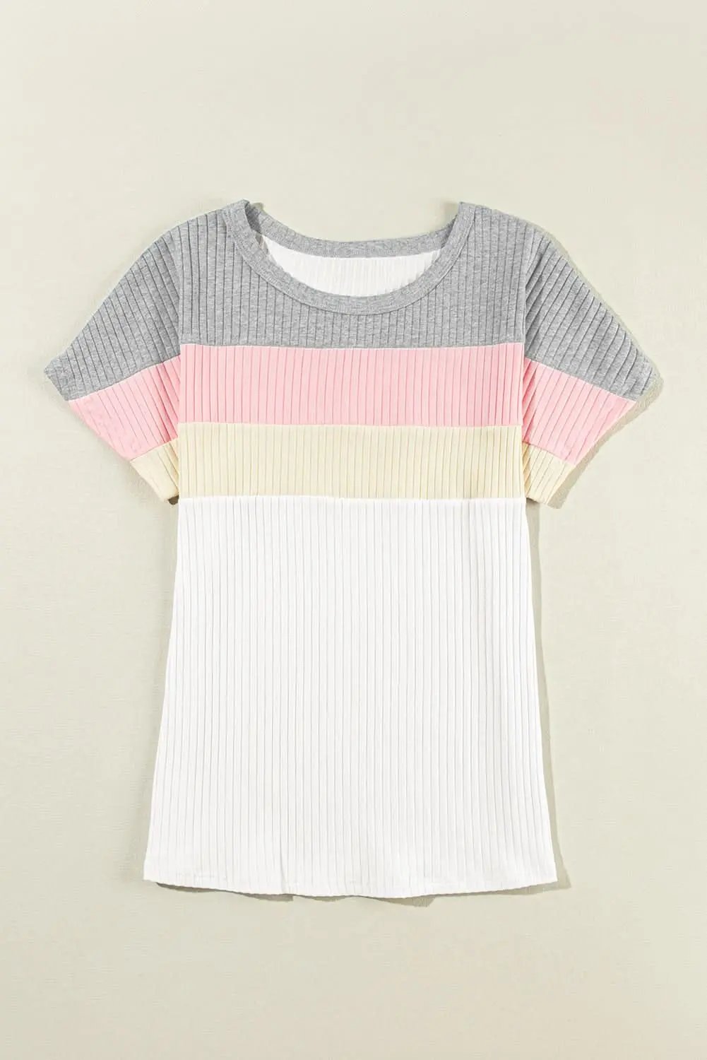 Love Salve Ribbed Color Block Tee Women's Casual T-Shirt Summer Essential