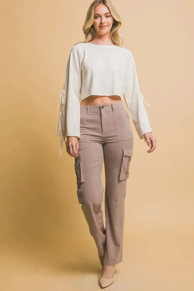 Trendsi High Rise Cargo Pants Women's Everyday Casual Bottoms with Pockets