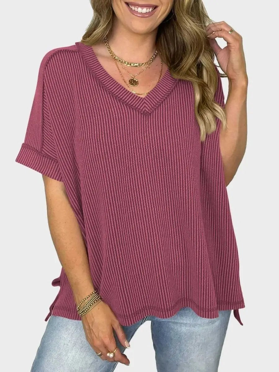 Trendsi Lovelet V-Neck Tee Women's Everyday Top: Soft Texture, Versatile Fit