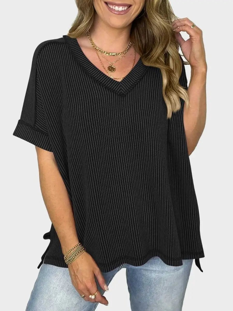 Trendsi Lovelet V-Neck Tee Women's Everyday Top: Soft Texture, Versatile Fit