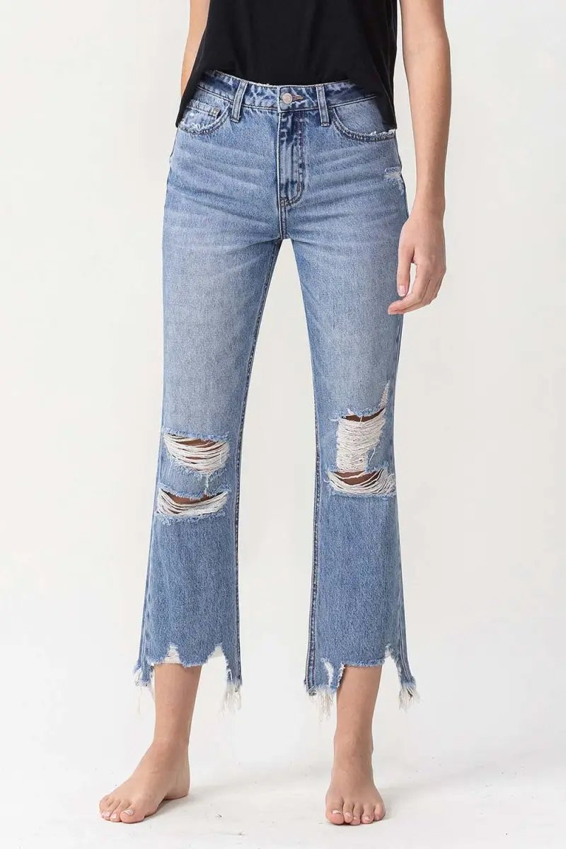 Women's Jeans - Distressed High Rise - Straight Leg