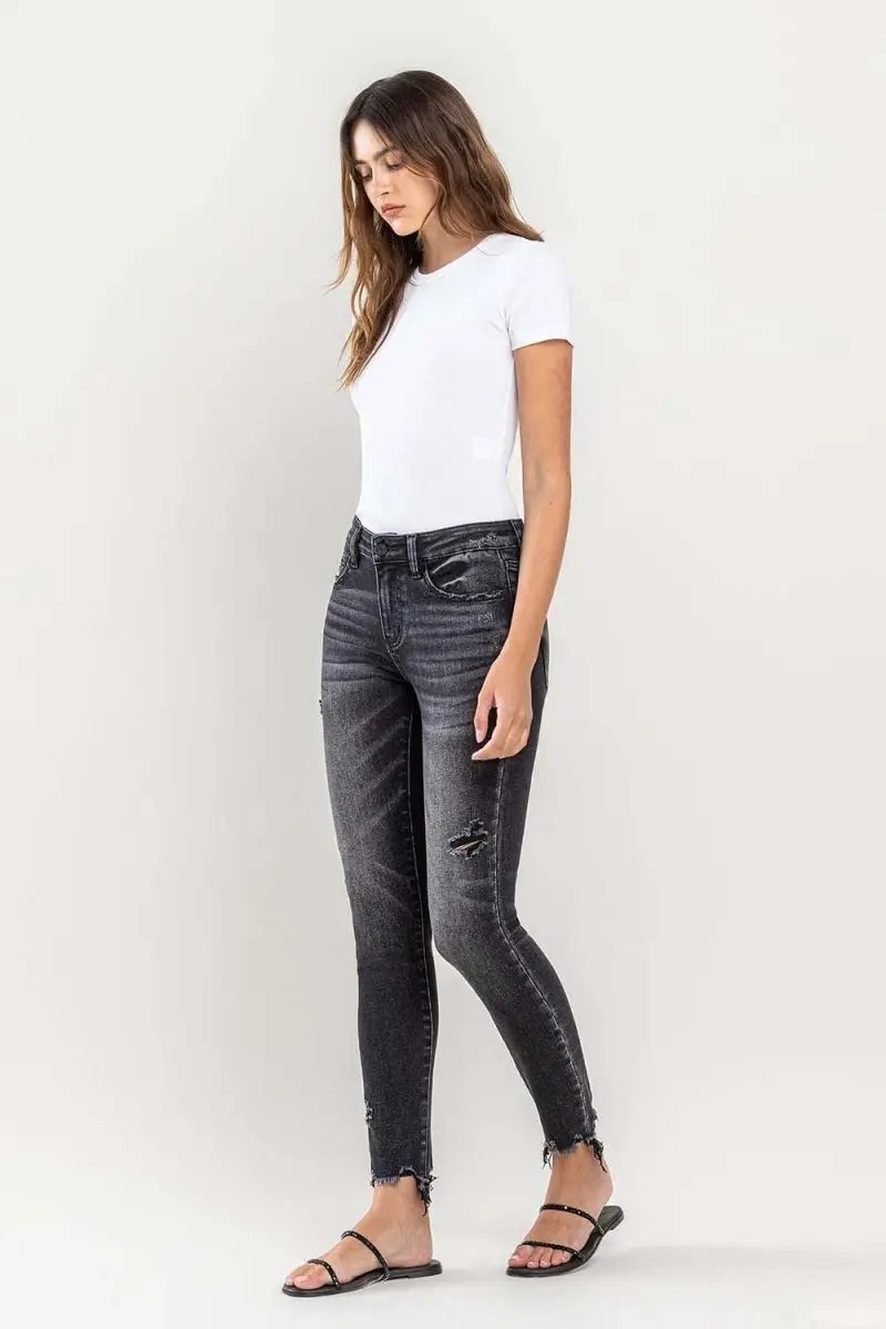 Trendsi Lovervet Raw Hem Jeans Women's Cropped Skinny Fit USA Shipped