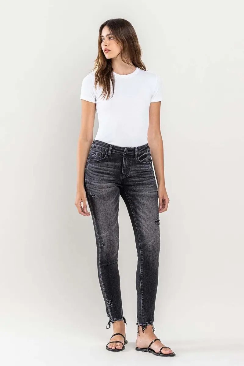 Trendsi Lovervet Raw Hem Jeans Women's Cropped Skinny Fit USA Shipped