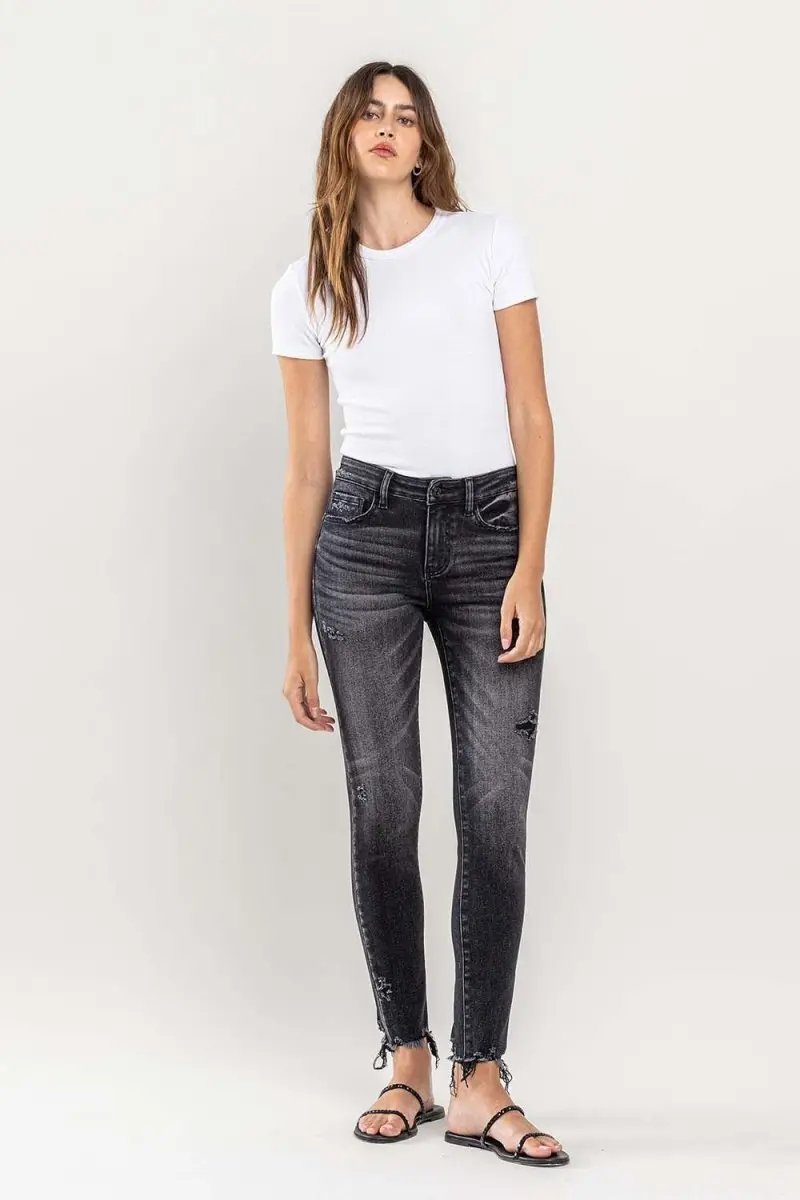 Trendsi Lovervet Raw Hem Jeans Women's Cropped Skinny Fit USA Shipped