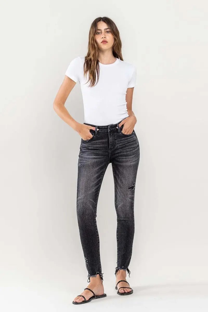 Trendsi Lovervet Raw Hem Jeans Women's Cropped Skinny Fit USA Shipped