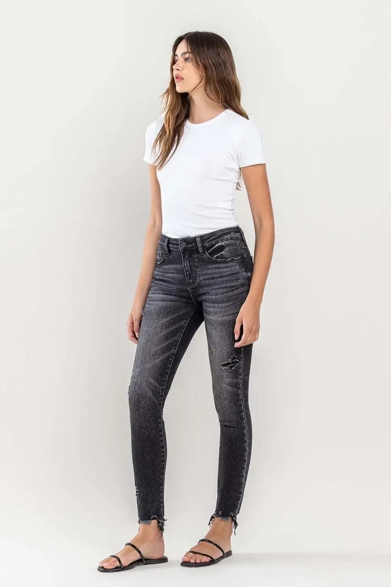 Trendsi Lovervet Raw Hem Jeans Women's Cropped Skinny Fit USA Shipped