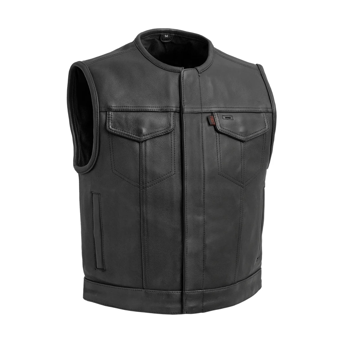 Lowside Men's Motorcycle Leather Vest Cognac