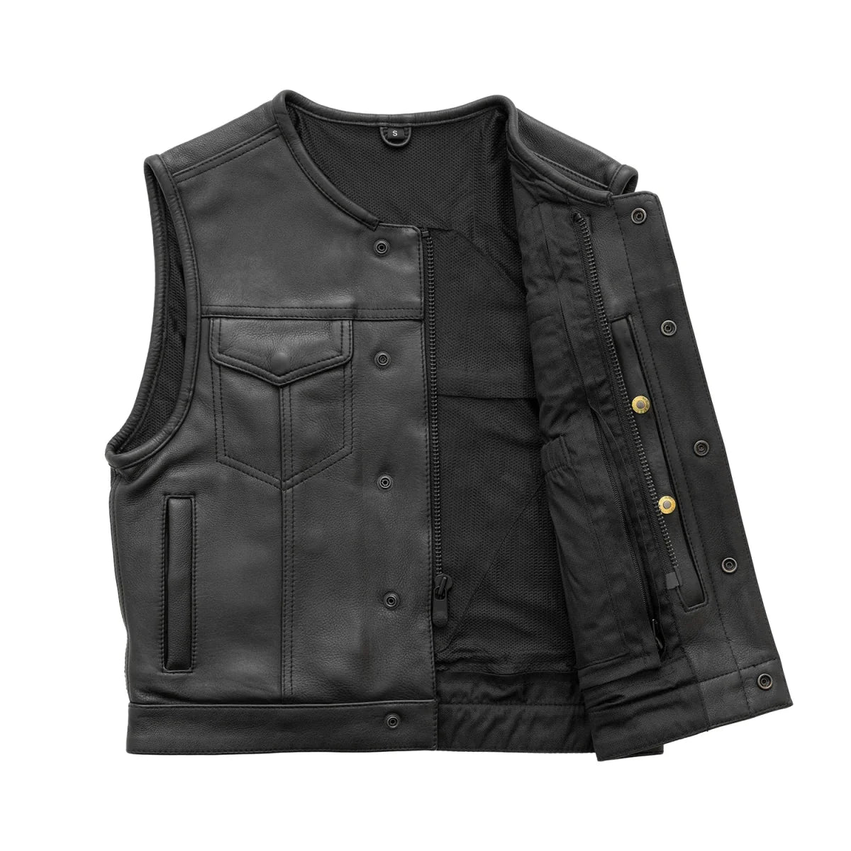 Lowside Men's Motorcycle Leather Vest Cognac