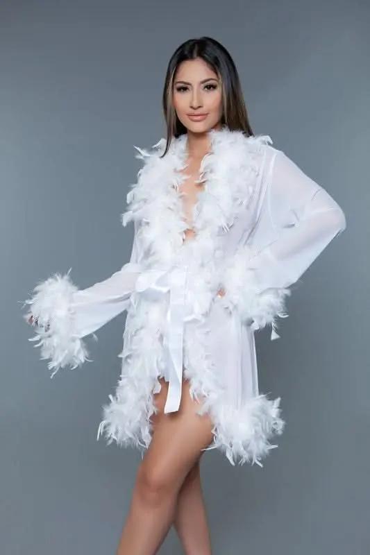 Premium BE WICKED Lux Robe - Elegant White, One Size Fits Most, Comfortable & Stylish Loungewear