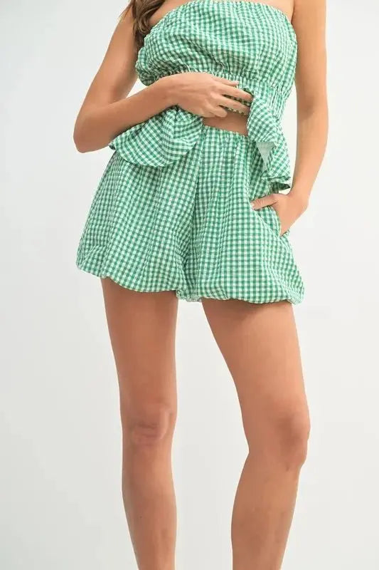 Two Piece Set - Gingham - Cute Women's Outfit