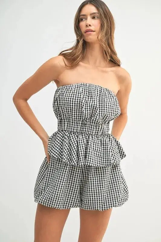 Women's Two Piece Set - Gingham Print - Cute & Trendy
