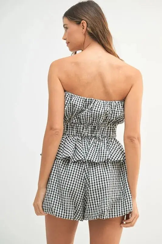 Women's Two Piece Set - Gingham Print - Cute & Trendy