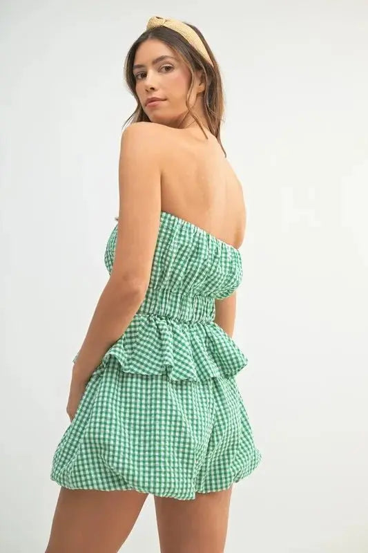 Two Piece Set - Gingham - Cute Women's Outfit