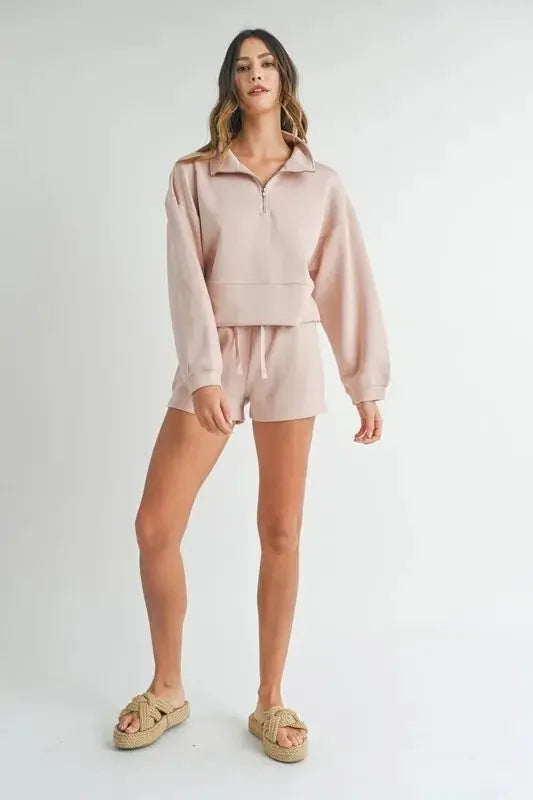 Women's Loungewear Set - Half Zip Two Piece - Cozy Comfort