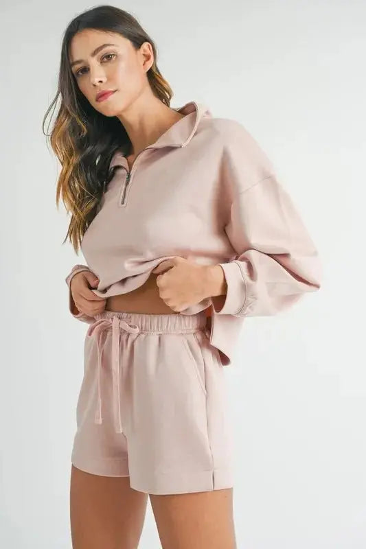 Women's Loungewear Set - Half Zip Two Piece - Cozy Comfort
