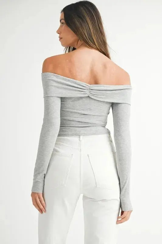 Trendsi MABLE Off-Shoulder Top Women's Casual Long Sleeve T-Shirt USA Ship