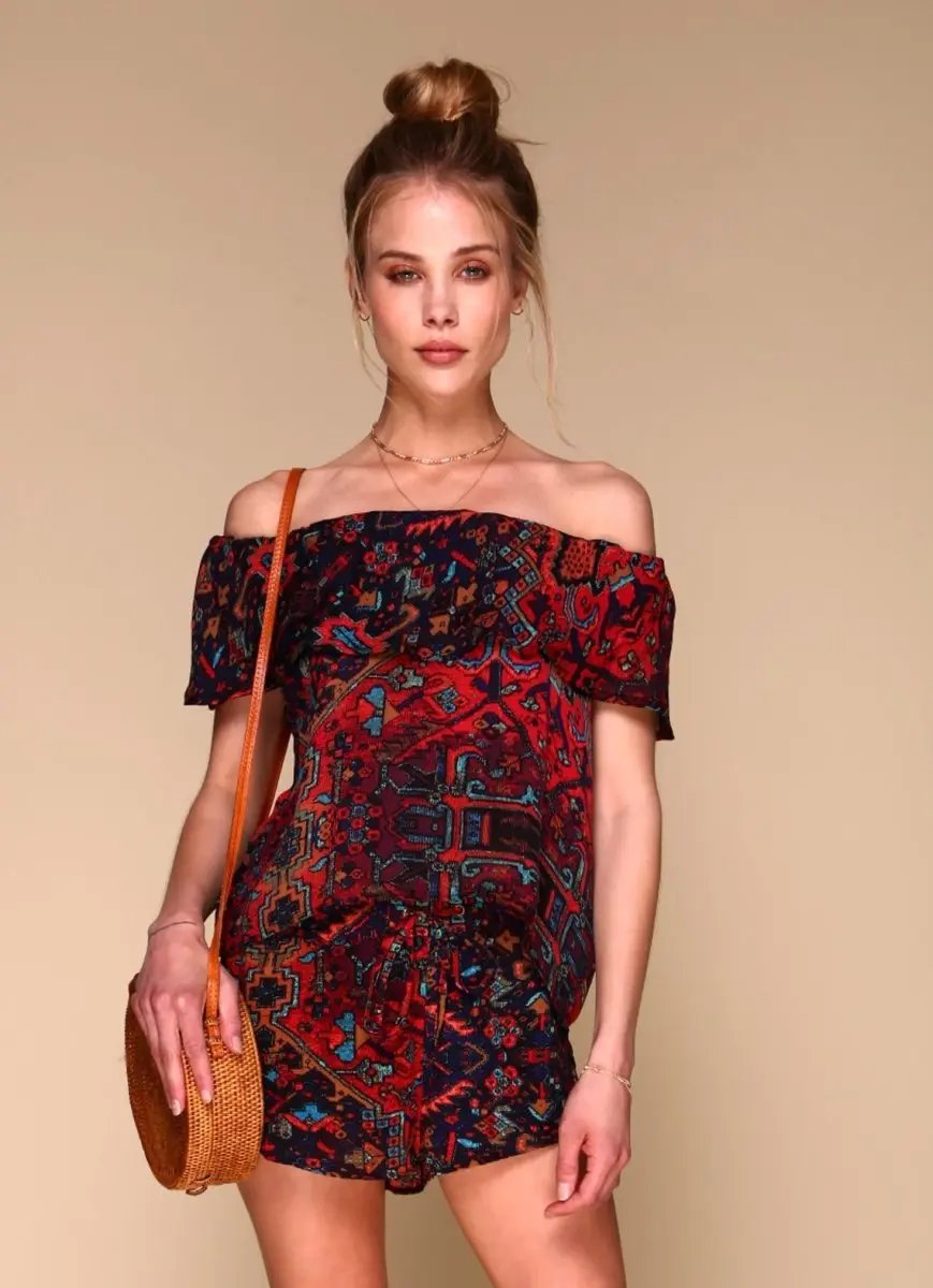 MERRITT CHARLES Boho Silk Shorts Women's Summer Loungewear Shorts with Pockets