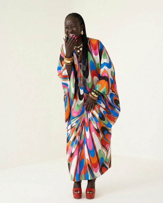 Vibrant Printed Loose Maxi Dress