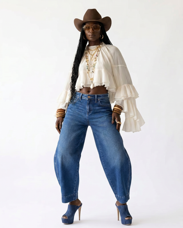 Radiant Mesh Lace Flare Blouse