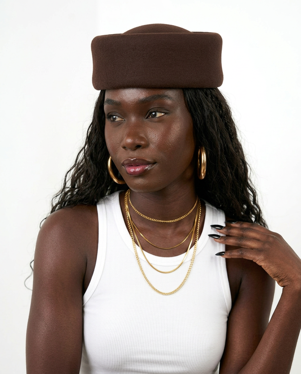 Grounded Wool Felt Pillbox Hat