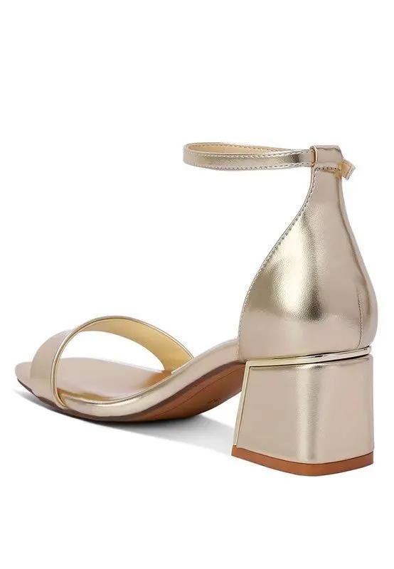 Sandals - Metallic Block Heel - Elegant Occasion Footwear