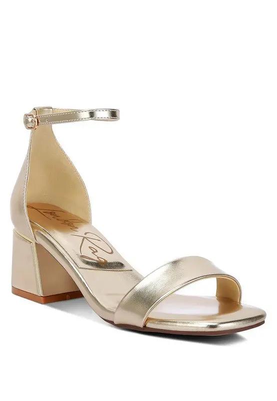 Sandals - Metallic Block Heel - Elegant Occasion Footwear