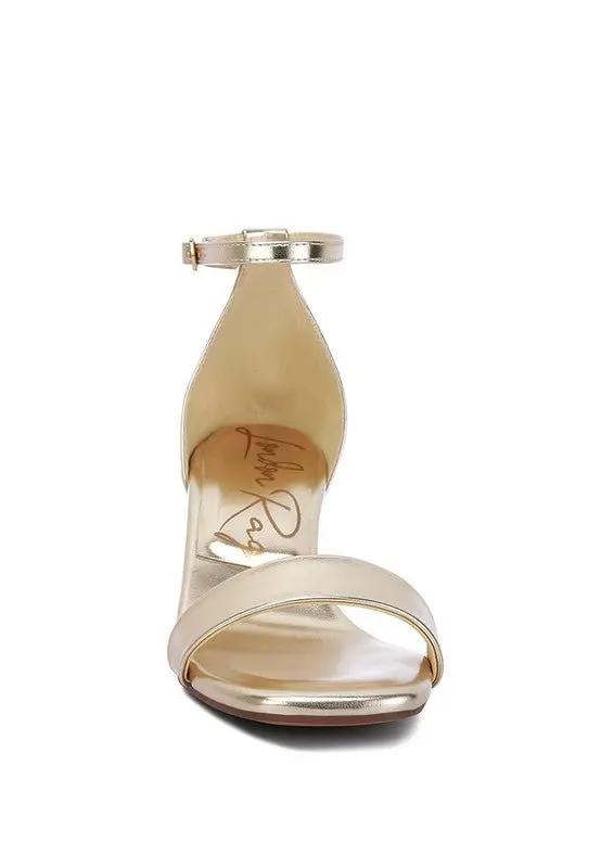 Sandals - Metallic Block Heel - Elegant Occasion Footwear