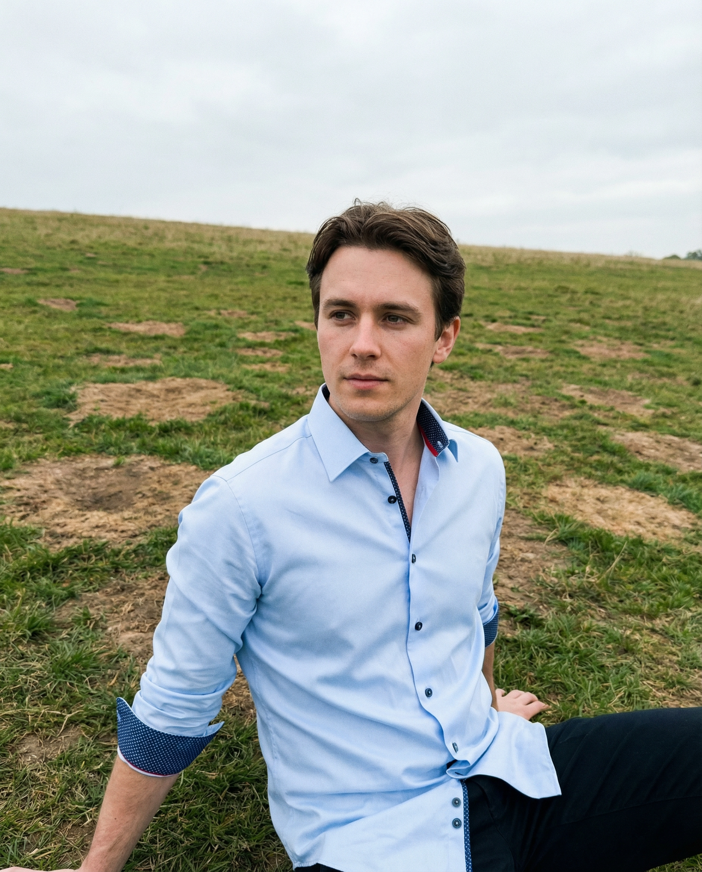 Matthew Button-Up Shirt With Contrast Details // Blue // Contemporary Fit (Regular)