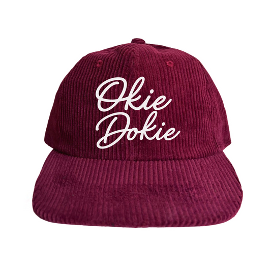 Okie Dokie Cursive Corduroy Cap