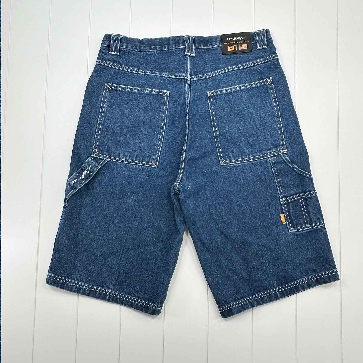 Moffat Vintage Denim Baggy Carpenter Shorts - Waist Measures 36"