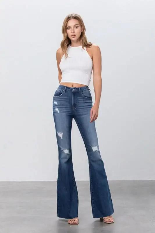 Insane Gene Dark Wash Flare Jeans Women's Contemporary Denim - Flattering Fit