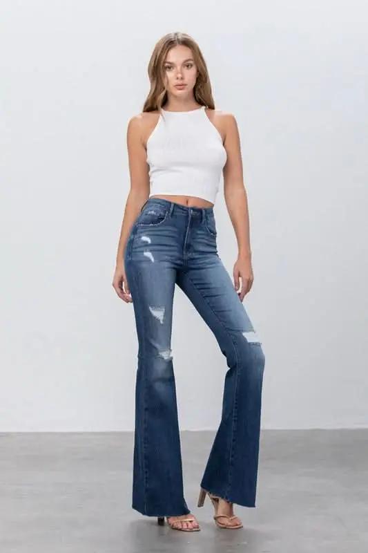 Insane Gene Dark Wash Flare Jeans Women's Contemporary Denim - Flattering Fit