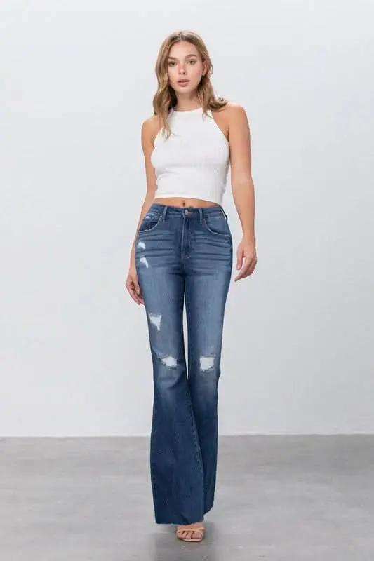 Insane Gene Dark Wash Flare Jeans Women's Contemporary Denim - Flattering Fit