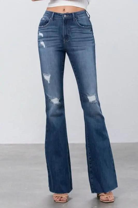 Insane Gene Dark Wash Flare Jeans Women's Contemporary Denim - Flattering Fit