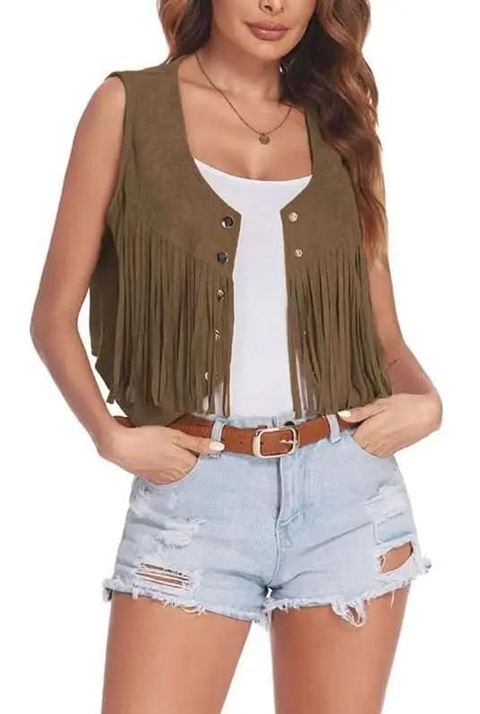 Vest - Cropped Fringe - Layering