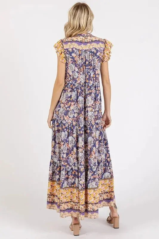 Trendsi Floral Ruffled Maxi Dress Women's Elegant Flowy Gown USA Ship