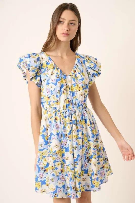 Trendsi Floral Mini Dress Women's Casual V-Neck Summer Dress - Lightweight & Cute