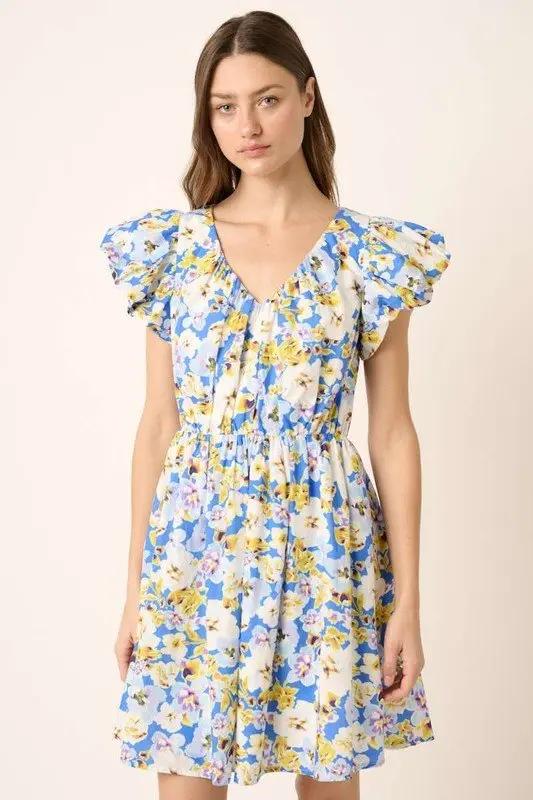 Trendsi Floral Mini Dress Women's Casual V-Neck Summer Dress - Lightweight & Cute