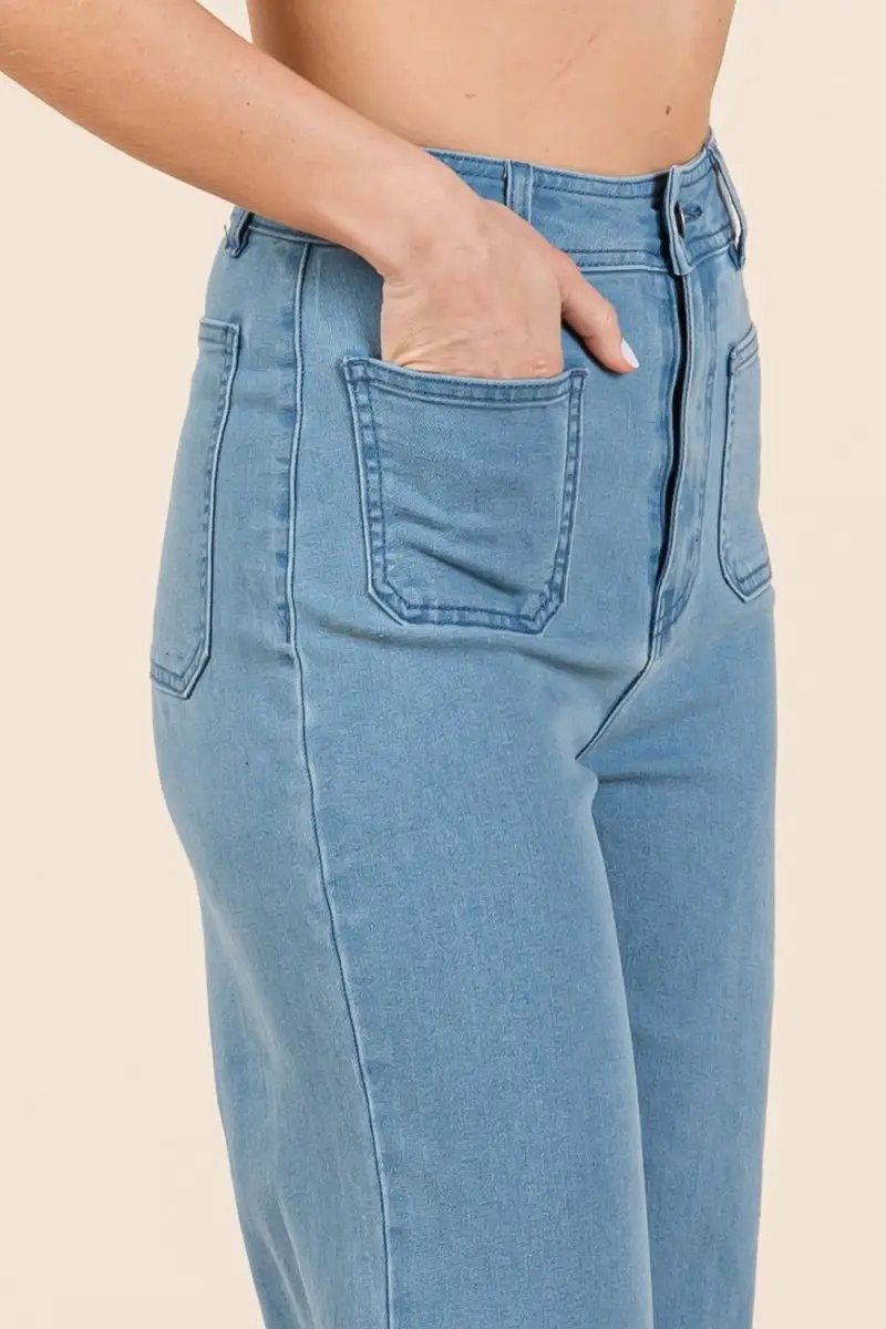 Trendsi High Waist Wide Leg Jeans Women's Stylish Fit Denim - Comfy & Flattering