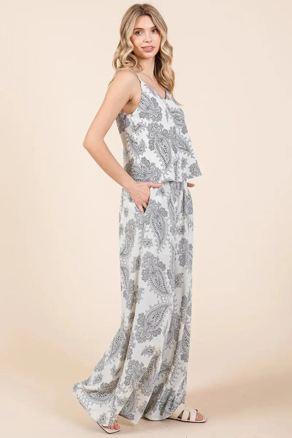 Women's Loungewear Set - Paisley Print - Two-Piece Cami