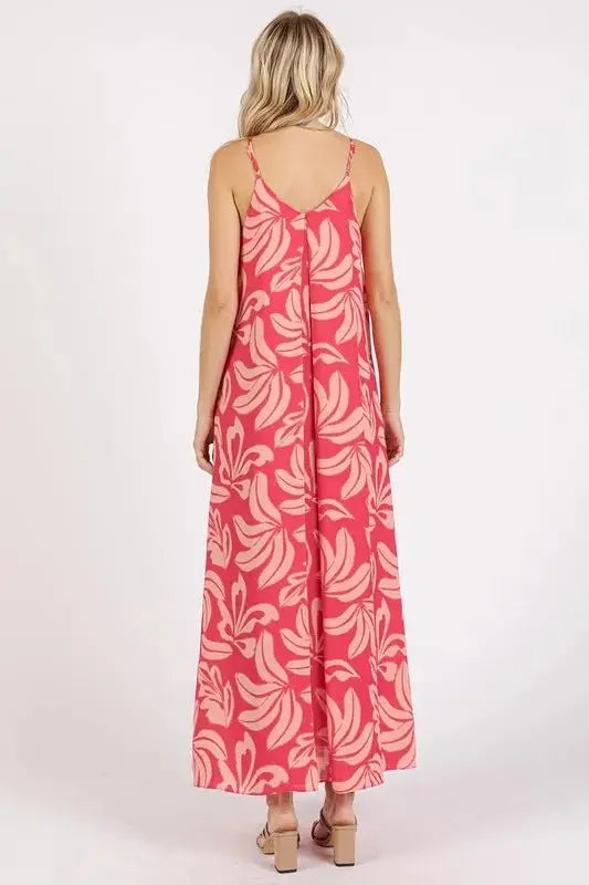 Maxi Dress - Printed V-Neck with Pockets - Summer Casual