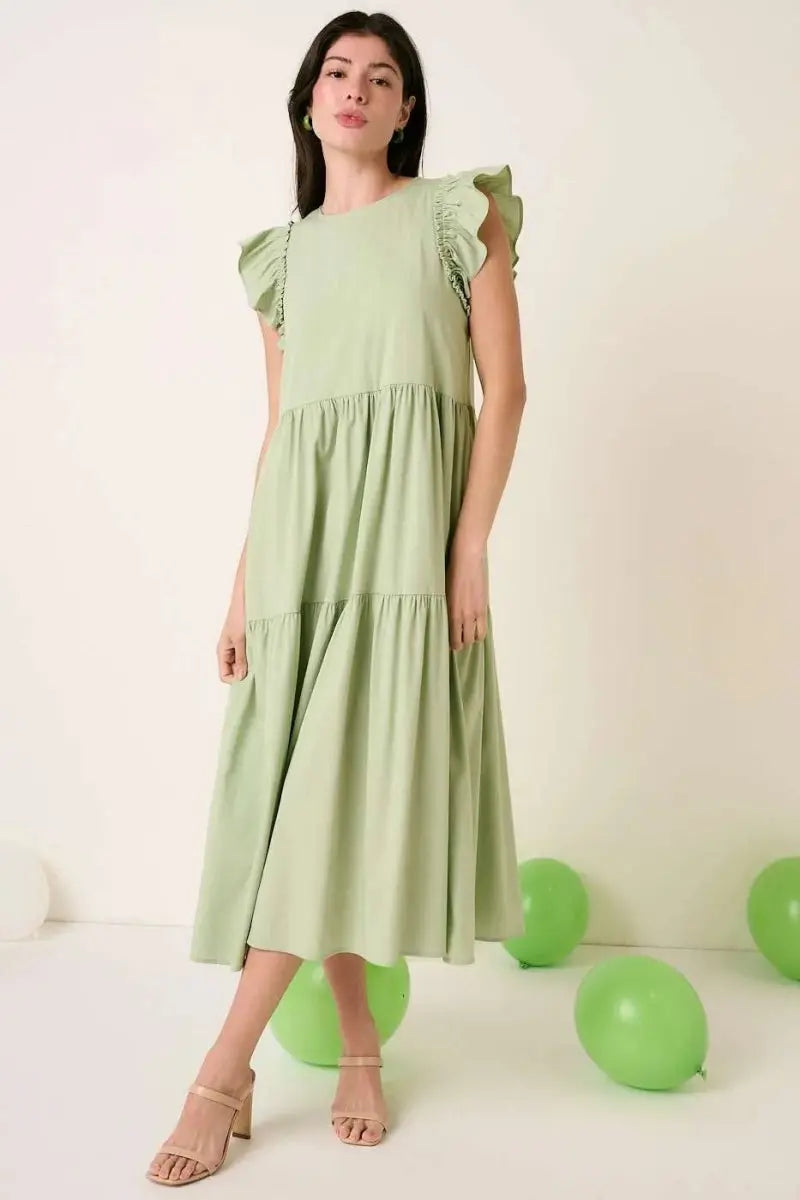 Trendsi Ruffle Maxi Dress Women's Summer Casual Flowy Tiered Dress