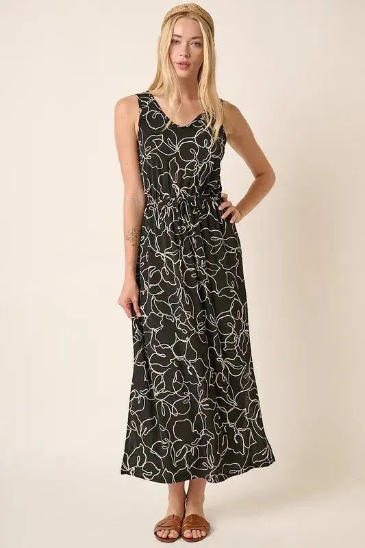 Trendsi Floral V-Neck Dress Women's Casual Summer Mini Dress - Side Slit, Sleeveless