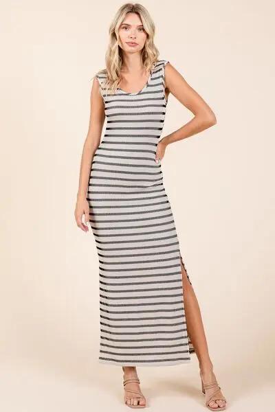 Trendsi Striped Maxi Dress Women's Summer Casual Long Dress - Scoop Neck, Sleeveless