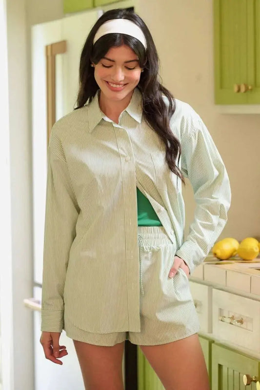 Women's Striped Two Piece Set - Soft & Casual Style