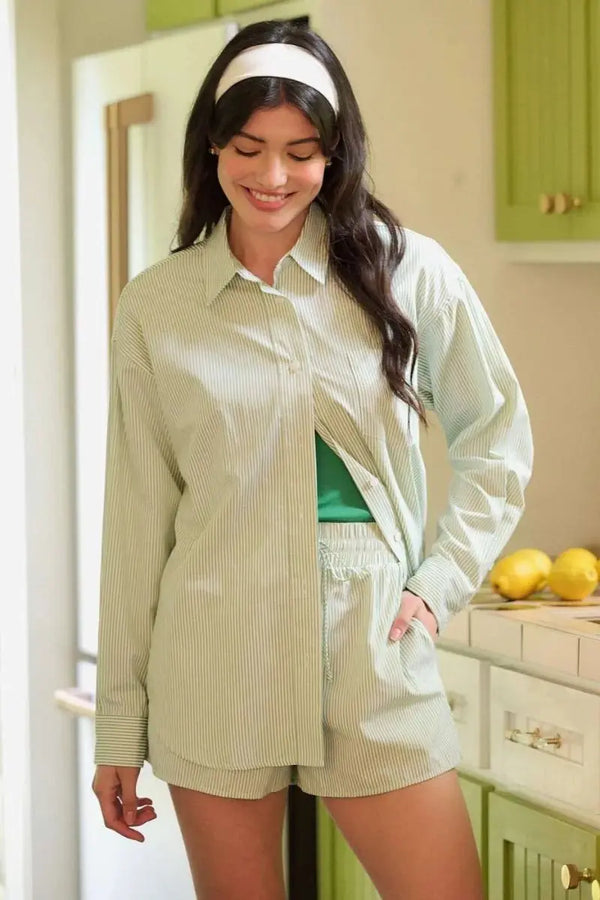 Women's Striped Two Piece Set - Soft & Casual Style